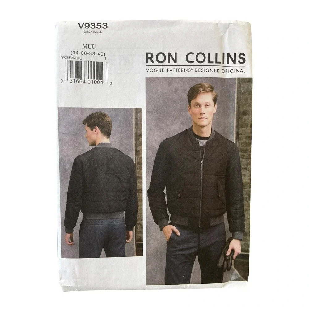 Vogue Ron Collins V9353 Men's Jacket Bomber MUU 34-40 Modern Designer‎